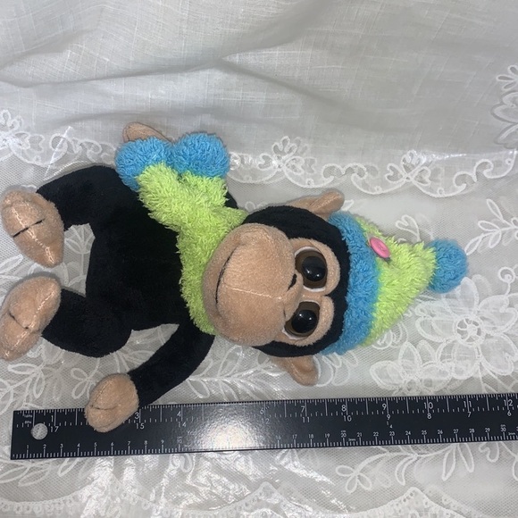 The Petting Zoo baby Chimp Monkey plush 7" black wearing hat & scarf 1994 - Picture 7 of 10